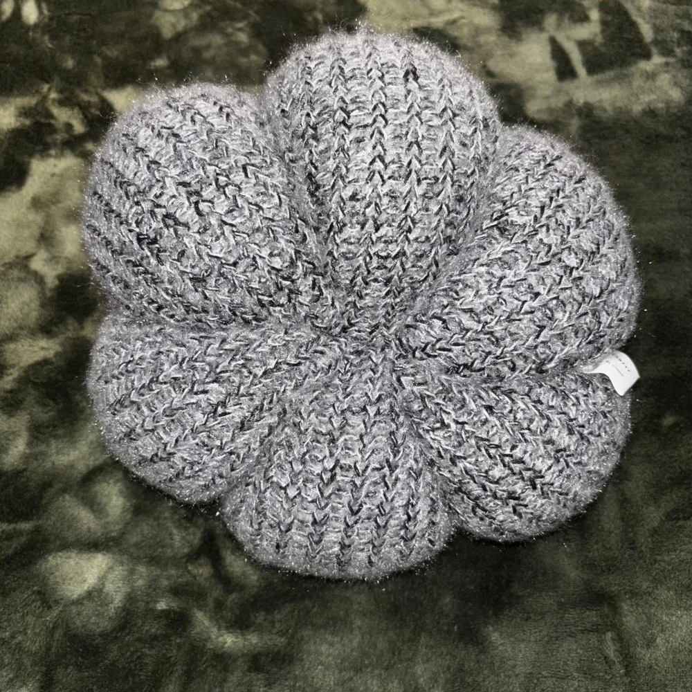 Sparkly Gray Knit Pumpkin Fall Autumn‎ Home Decor Accent Table Centerpiece